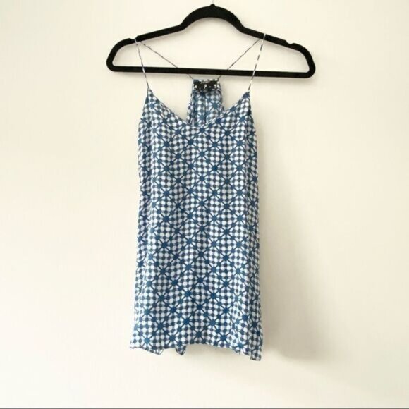Lord & Taylor Tops - 424 FIfTH Blue and White Graphic Silk Tank Vacation Blouse